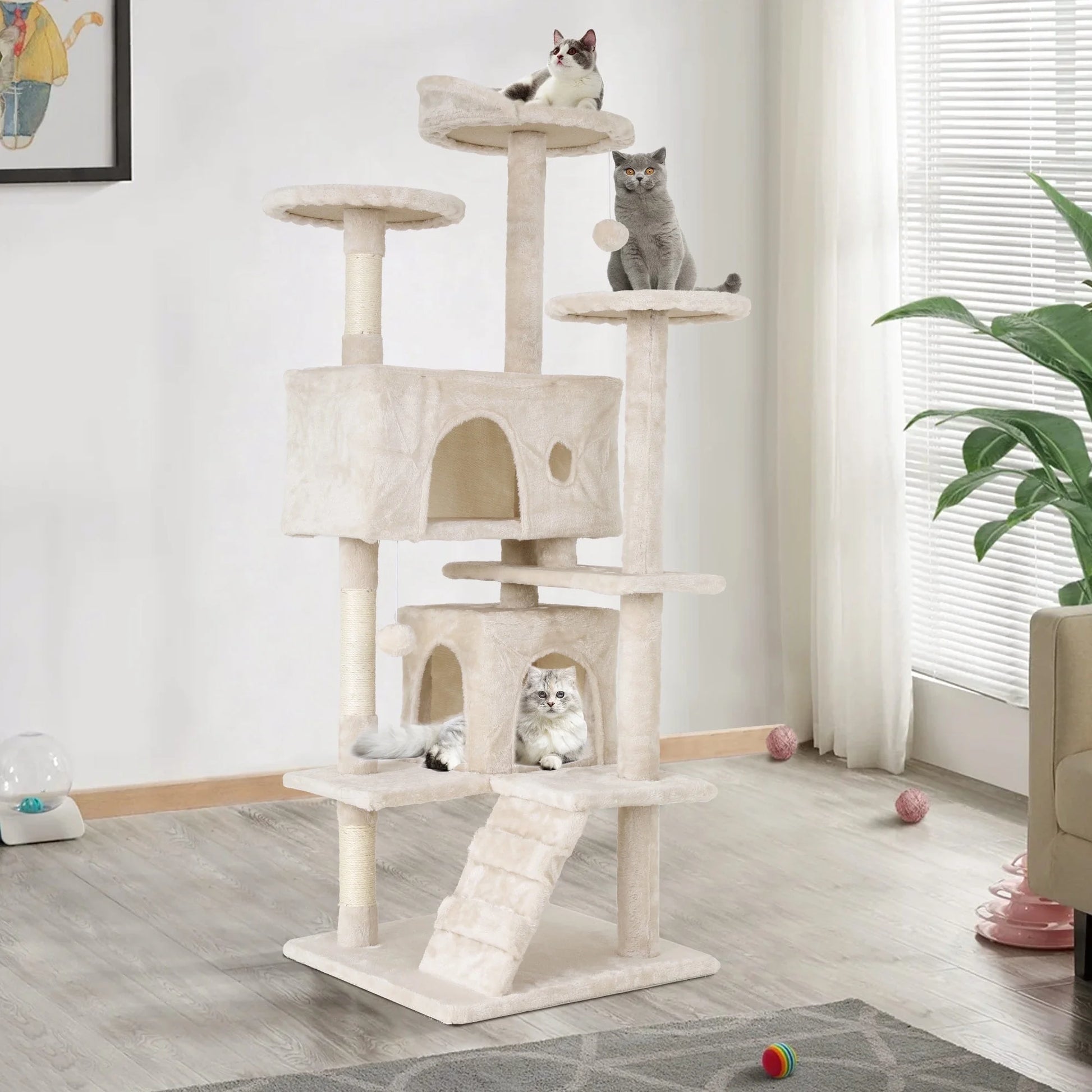 🐱 PurrTower™ 54" Multi-Level Cat Tree – Activity Center with Scratching Posts, Condo House & Toys | For Indoor Cats & Kittens