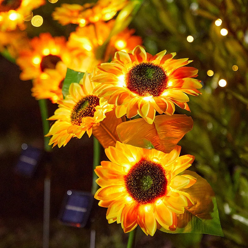 🌻 Solar Sunflower LED Lights – Magical 3-Head Garden Decor (72cm Tall, IP65 Waterproof)