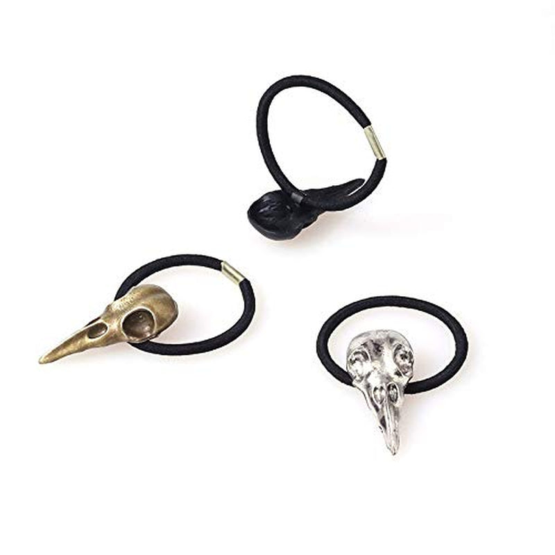 10PCS Women Hair Tie Alloy Crow Skull Elastic Ponytail Holders, Mixed Colors