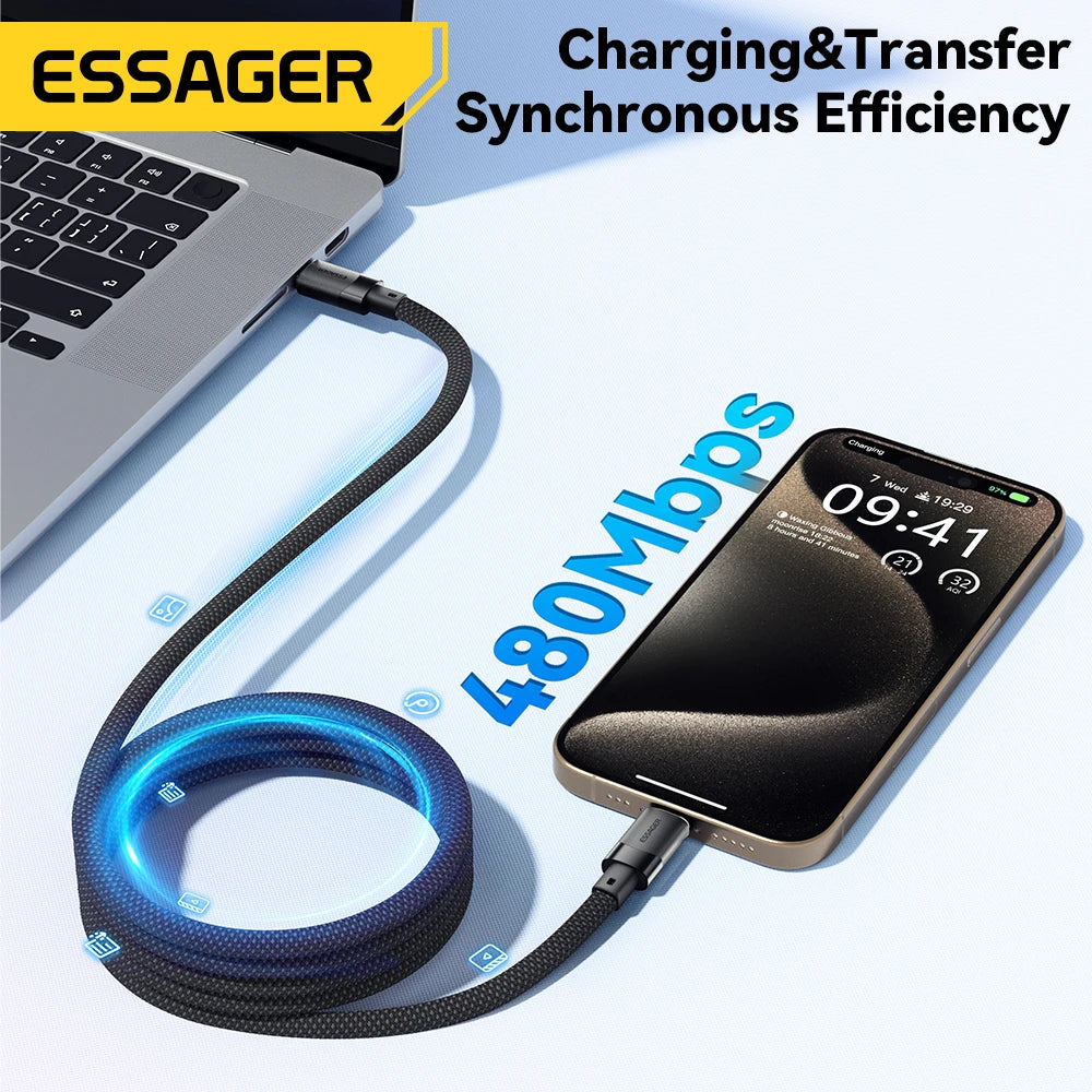 100W Magnetic USB-C to C Cable – Ultra-Fast Charging for iPhone 15, Laptops & Samsung (65W Data Sync)