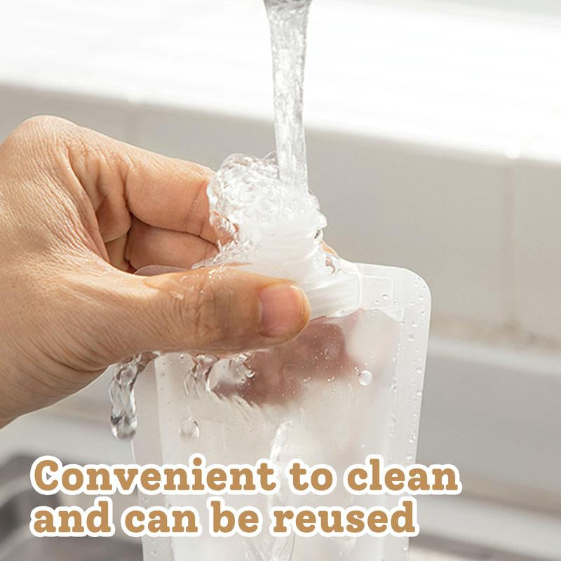 12 Counts Reusable Plastic Pouches, Squeeze Bulk Pouches, Clear Juice Drink Bags for Adults Travel Beverage