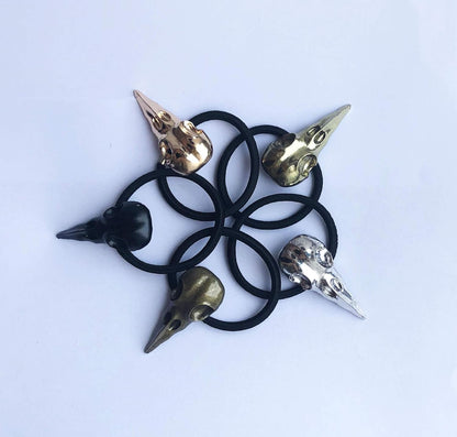 10PCS Women Hair Tie Alloy Crow Skull Elastic Ponytail Holders, Mixed Colors