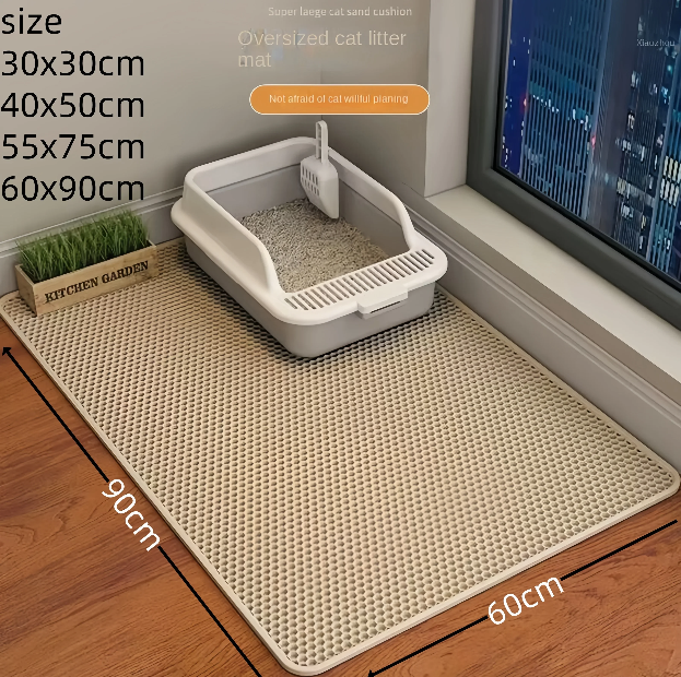 Double‑Layer Waterproof Cat Litter Mat – Large, Non‑Slip, Sand‑Trapping & Washable Pet Litter Box Pad