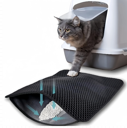 Double‑Layer Waterproof Cat Litter Mat – Large, Non‑Slip, Sand‑Trapping & Washable Pet Litter Box Pad