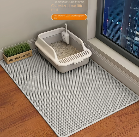 Double‑Layer Waterproof Cat Litter Mat – Large, Non‑Slip, Sand‑Trapping & Washable Pet Litter Box Pad