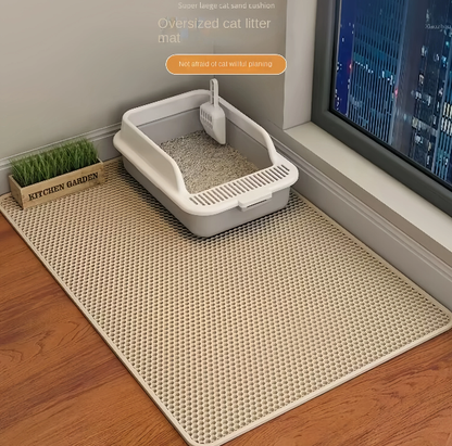 Double‑Layer Waterproof Cat Litter Mat – Large, Non‑Slip, Sand‑Trapping & Washable Pet Litter Box Pad
