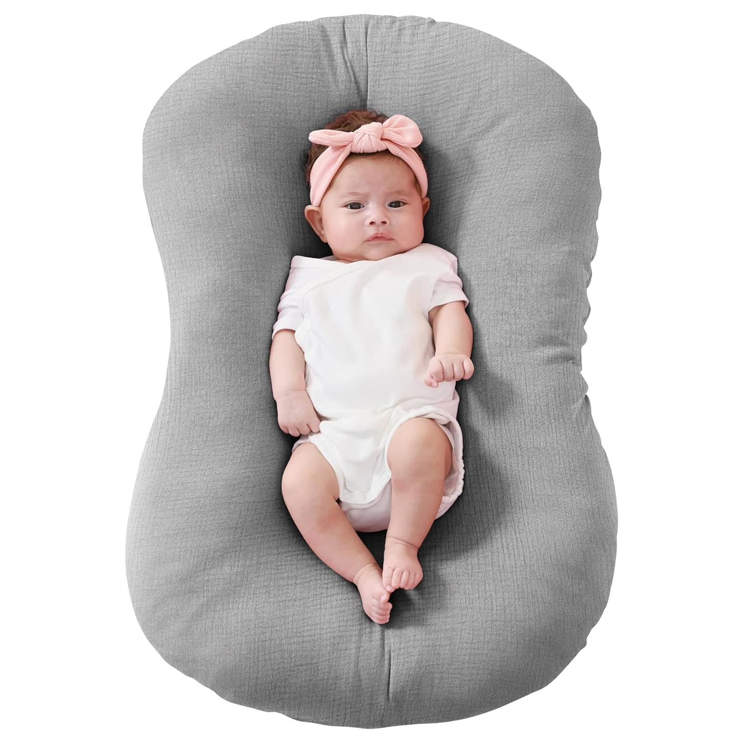 🌿 Organic Muslin Baby Lounger Cover – Snuggle Me® Compatible, Ultra-Breathable & Machine Washable