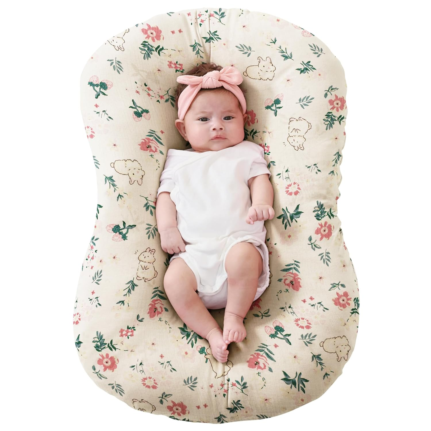 🌿 Organic Muslin Baby Lounger Cover – Snuggle Me® Compatible, Ultra-Breathable & Machine Washable
