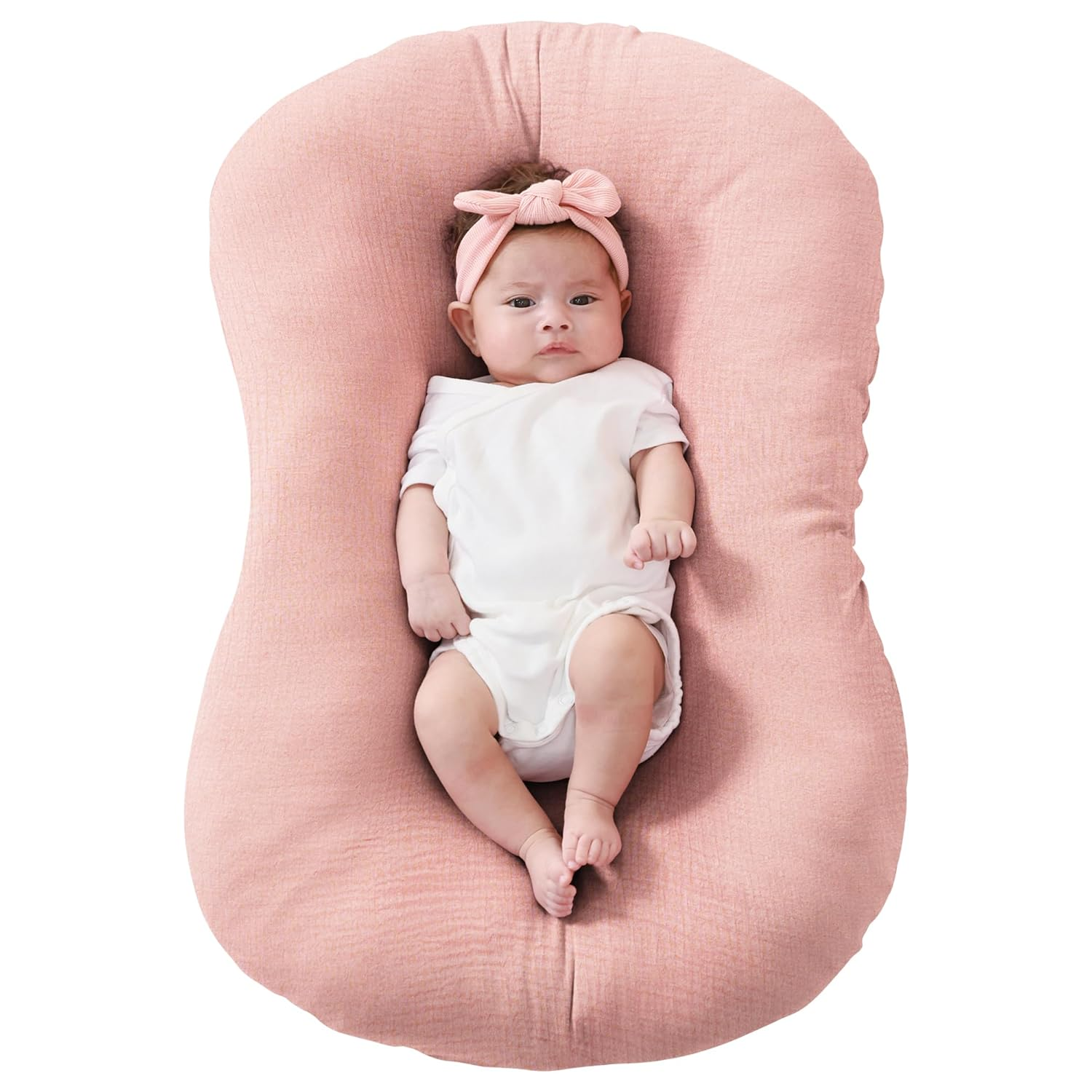 🌿 Organic Muslin Baby Lounger Cover – Snuggle Me® Compatible, Ultra-Breathable & Machine Washable