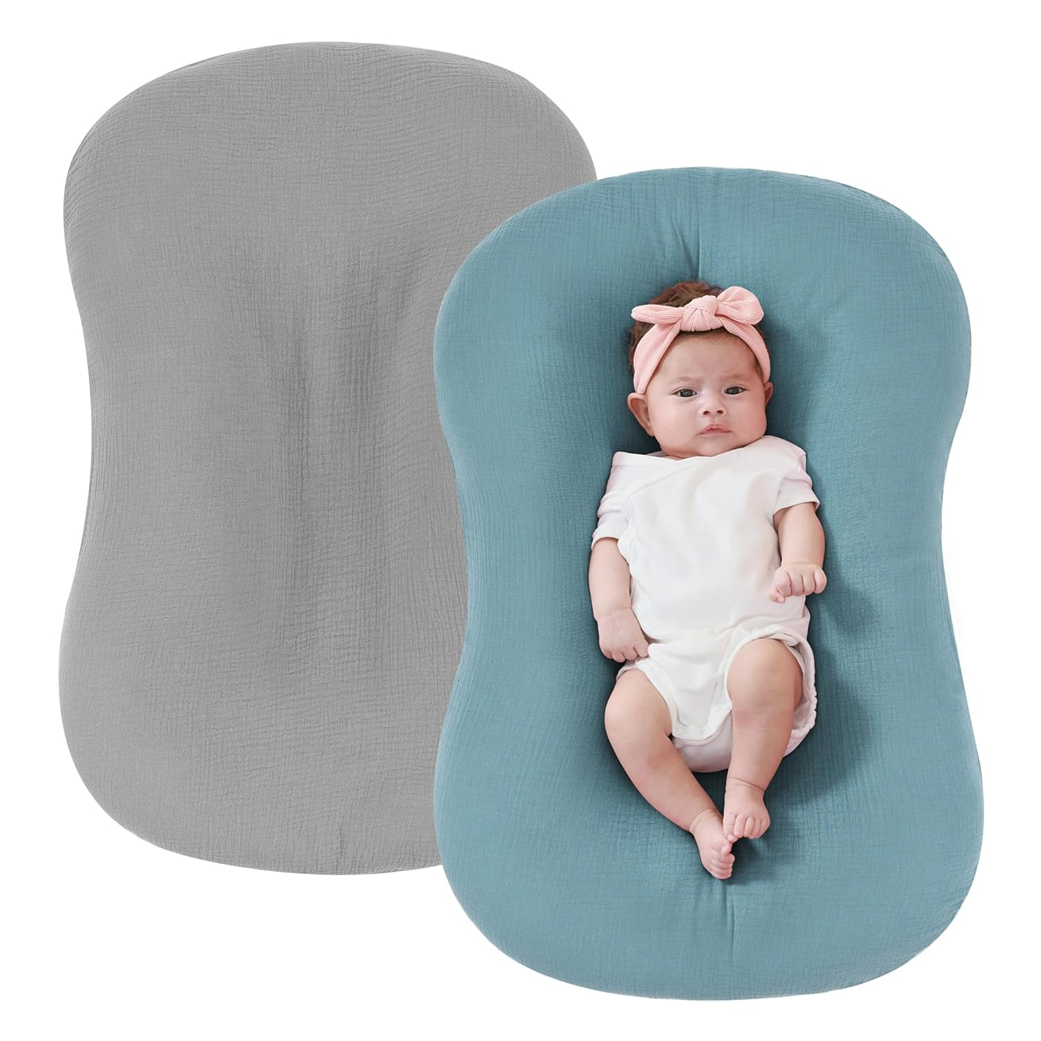 🌿 Organic Muslin Baby Lounger Cover – Snuggle Me® Compatible, Ultra-Breathable & Machine Washable