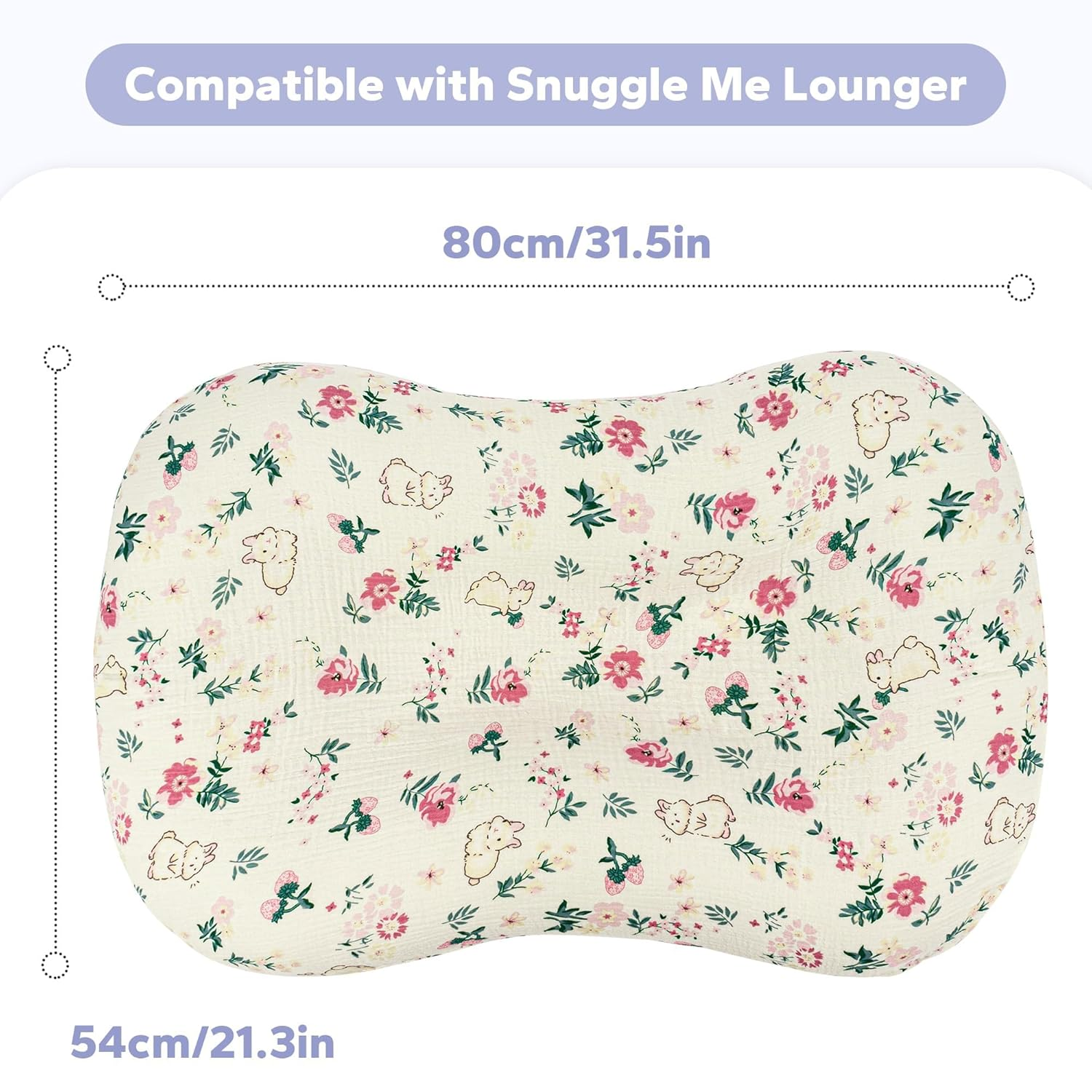 🌿 Organic Muslin Baby Lounger Cover – Snuggle Me® Compatible, Ultra-Breathable & Machine Washable