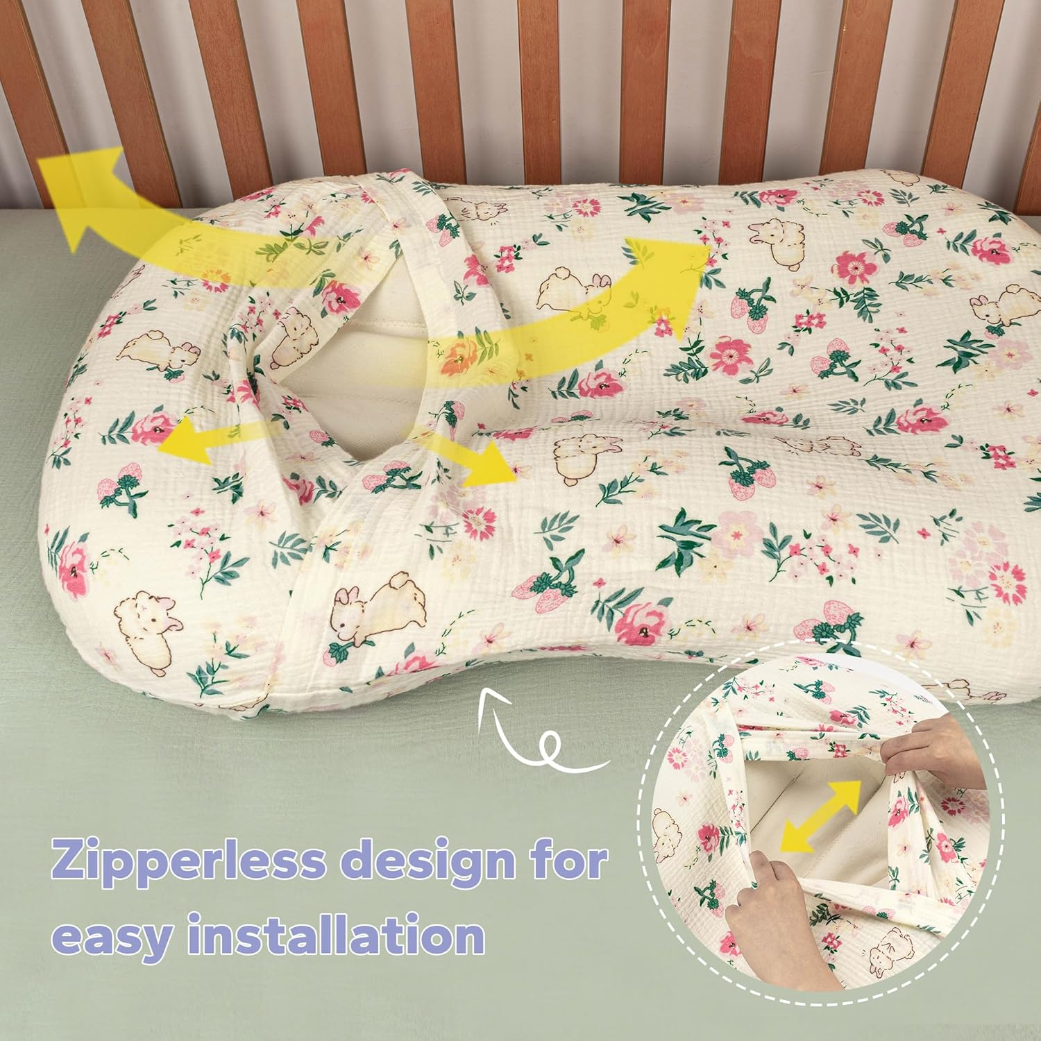 🌿 Organic Muslin Baby Lounger Cover – Snuggle Me® Compatible, Ultra-Breathable & Machine Washable