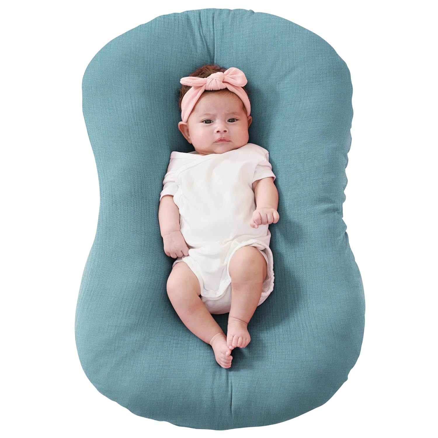 🌿 Organic Muslin Baby Lounger Cover – Snuggle Me® Compatible, Ultra-Breathable & Machine Washable