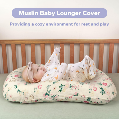 🌿 Organic Muslin Baby Lounger Cover – Snuggle Me® Compatible, Ultra-Breathable & Machine Washable